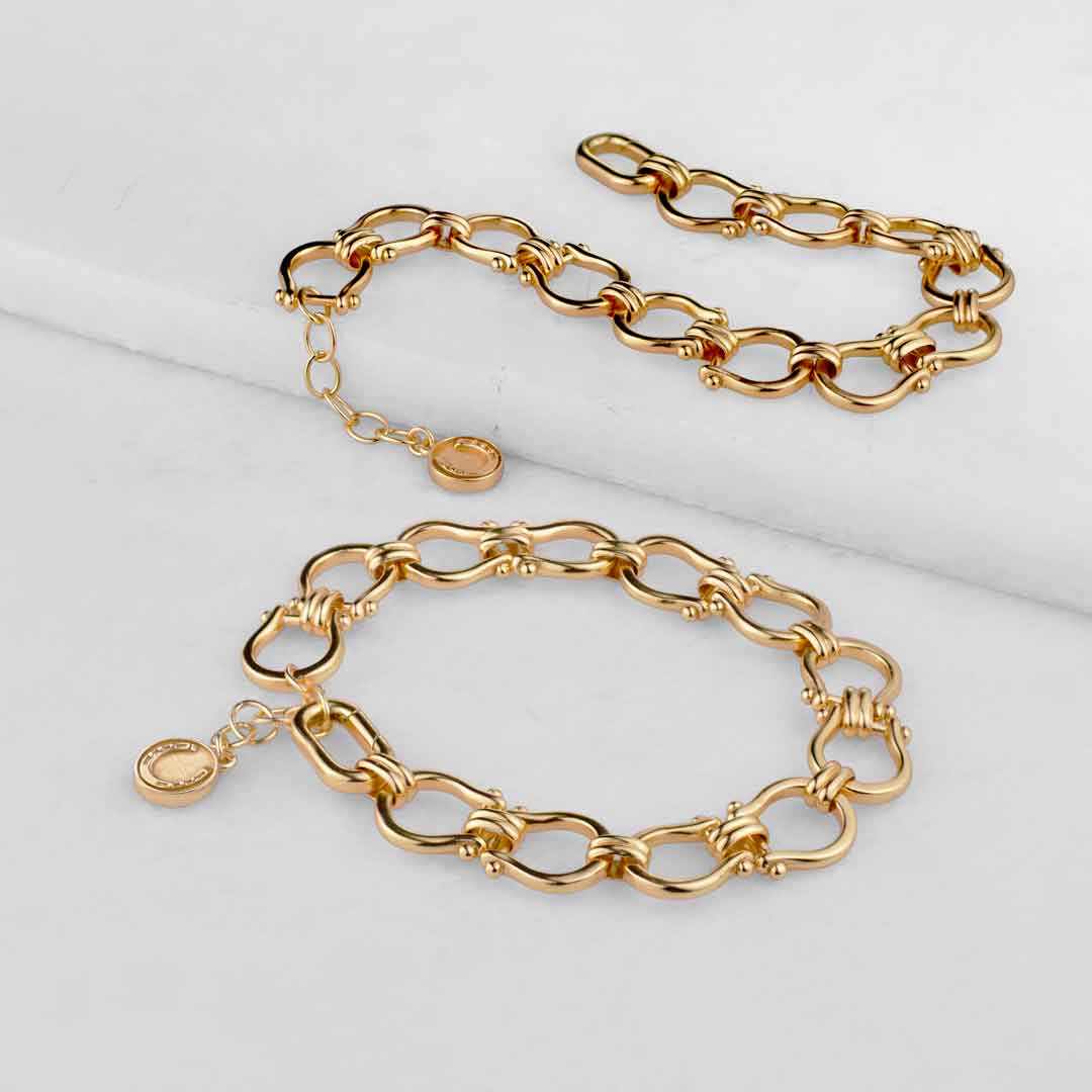 Chapelle - Horseshoe Link Equestrian Bracelet in Gold