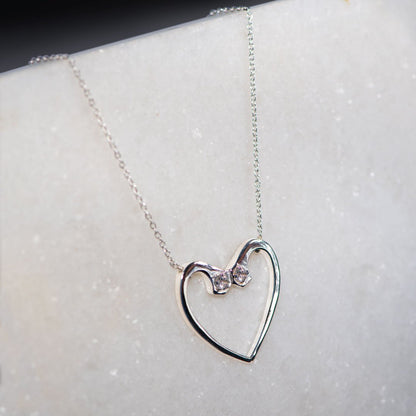 Charmed - Mossanite Equestrian Horseshoe Nail Heart Necklace in Silver