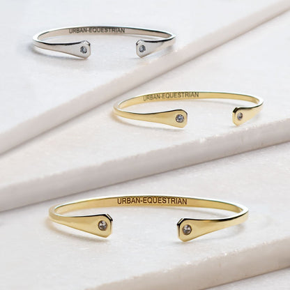 Charmed - Horseshoe Nail Moissanite Stone Bracelet in Silver