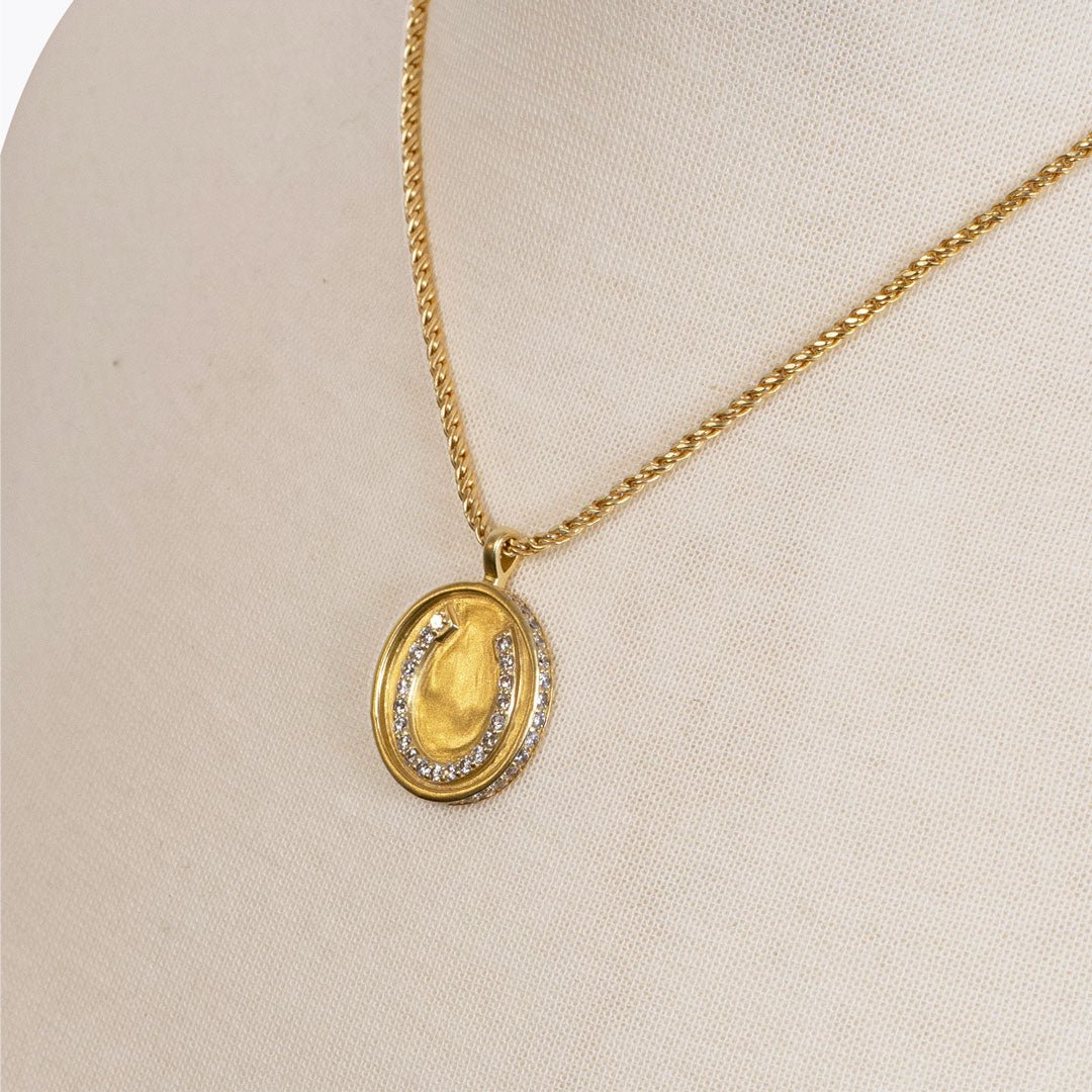 Chauncy Pave Equestrian Horseshoe Necklace in Gold