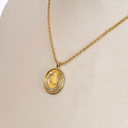 Chauncy Pave Equestrian Horseshoe Necklace in Gold