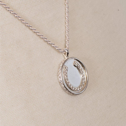 Chauncy Pave Equestrian Horseshoe Necklace in Silver