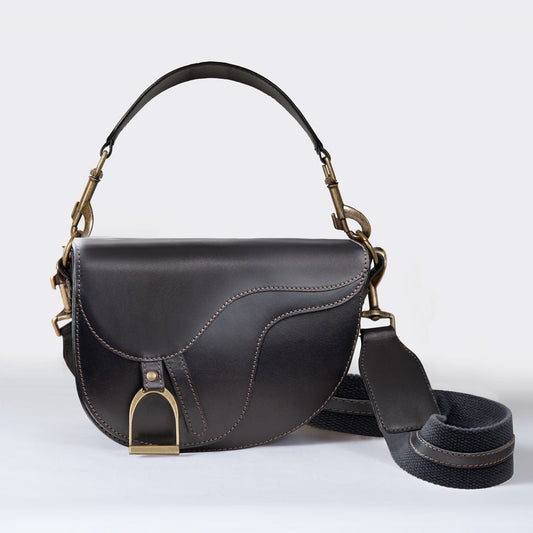 Signature Saddle Bag - Luxury Leather Handbag in Black