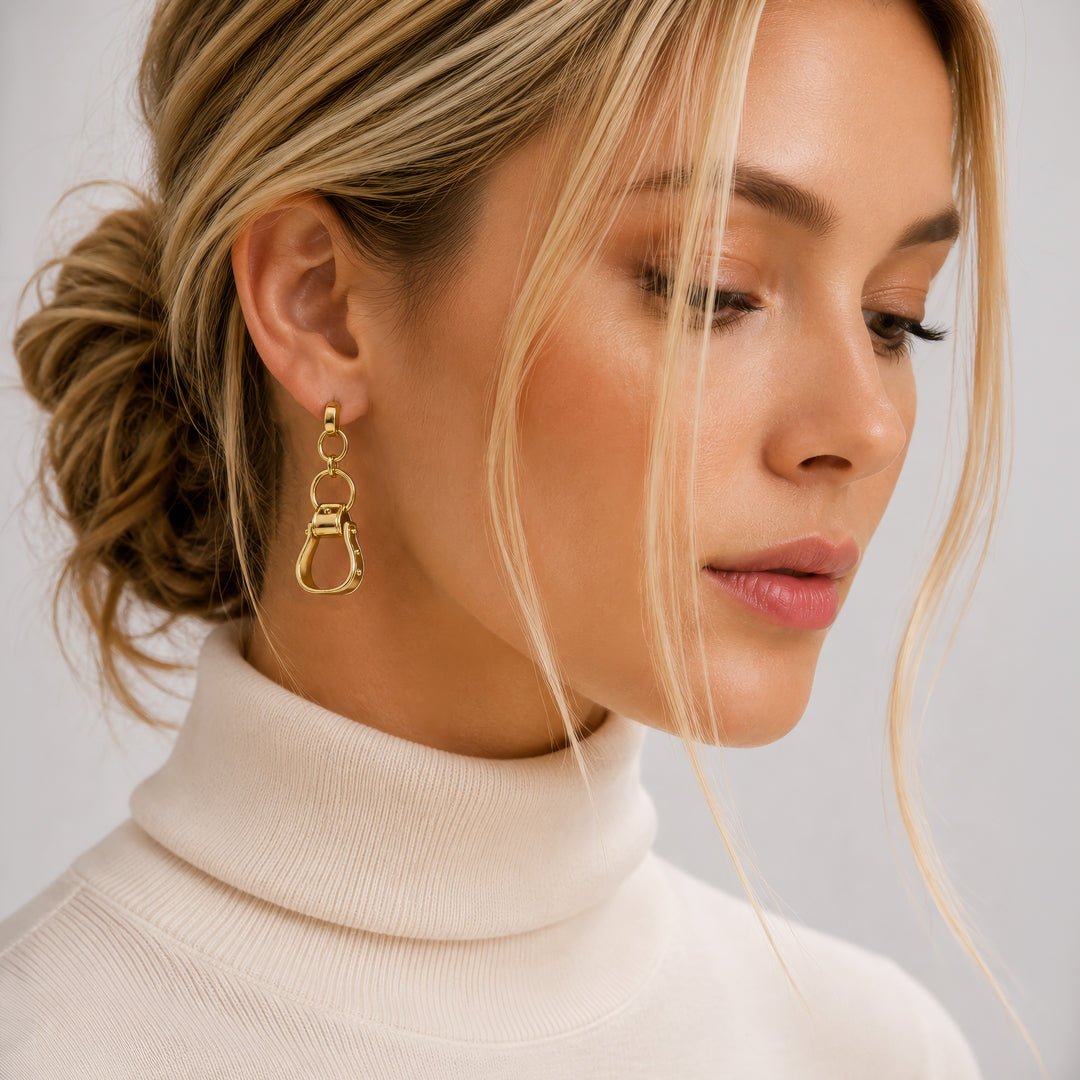 Cheyenne - Western Riding Stirrup Earring in Gold