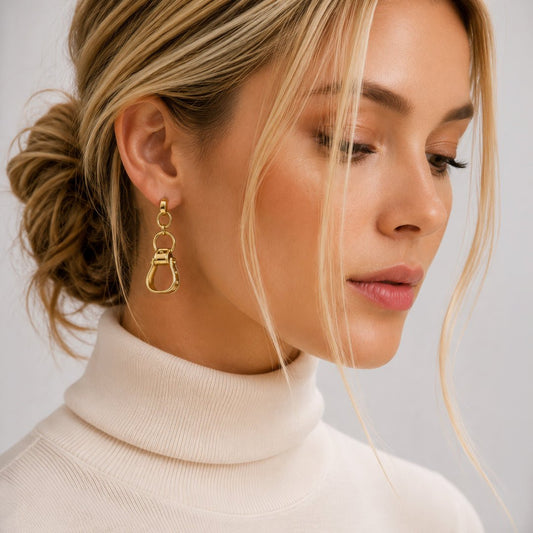 Cheyenne - Western Riding Stirrup Earring in Gold