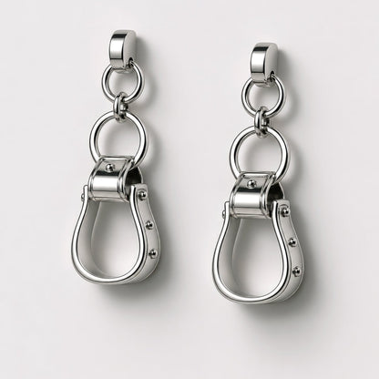 Cheyenne - Western Riding Stirrup Earring in Silver