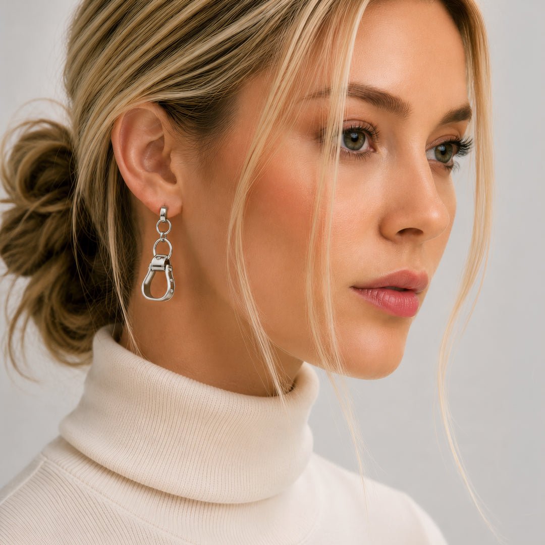 Cheyenne - Western Riding Stirrup Earring in Silver