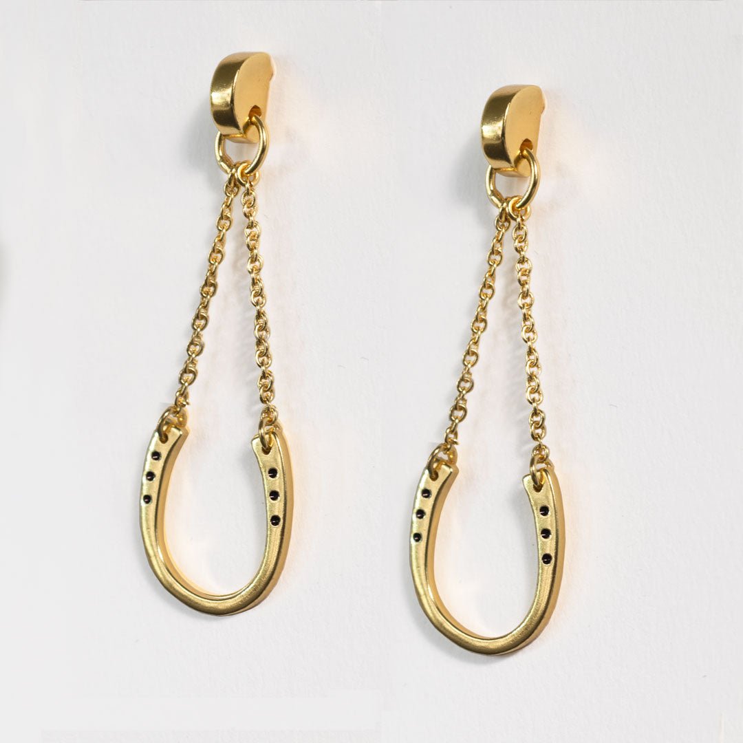Classique - Horseshoe Chain Earring in 14K Gold on Sterling Silver
