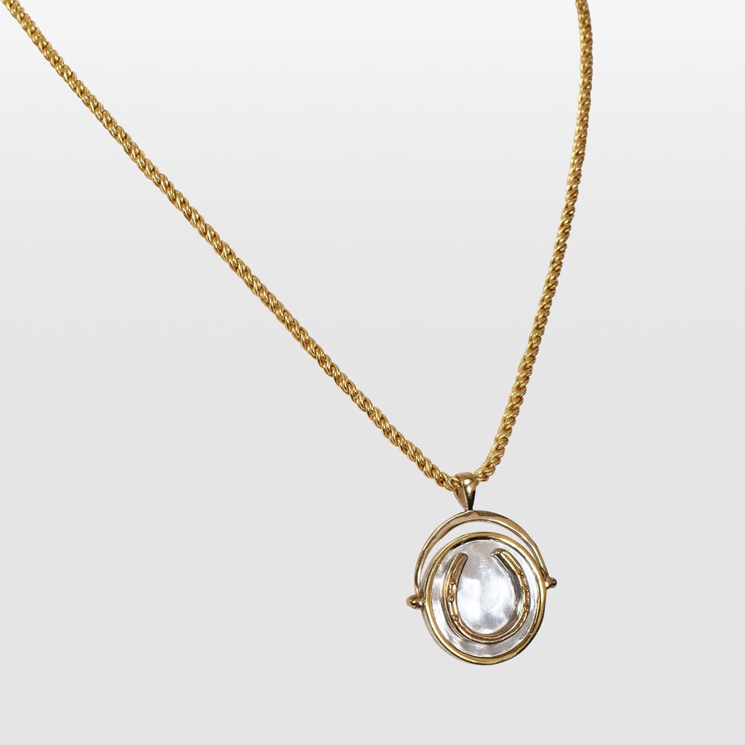 Cody - Two Tone Crown Coin Horseshoe Necklace