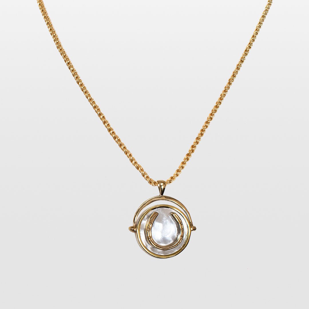 Cody - Two Tone Crown Coin Horseshoe Necklace