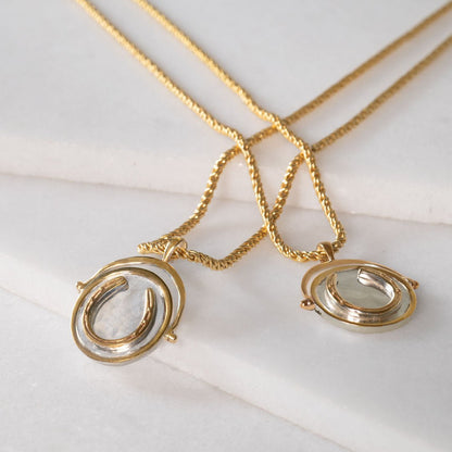 Cody - Two Tone Crown Coin Horseshoe Necklace