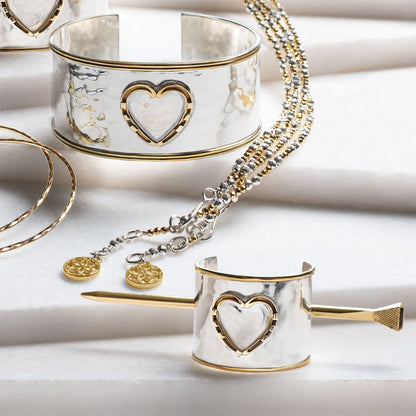 Cody - Horseshoe Heart Ponytail Cuff in Two Tone