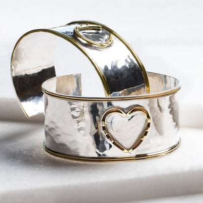 Cody - Horseshoe Heart Wrist Bracelet in Two Tone