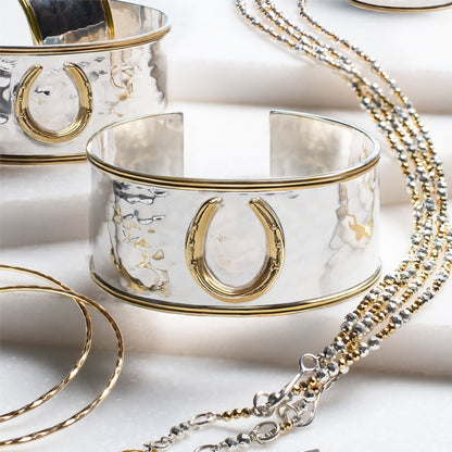 Cody - Horseshoe Wrist Cuff Bracelet in Two Tone