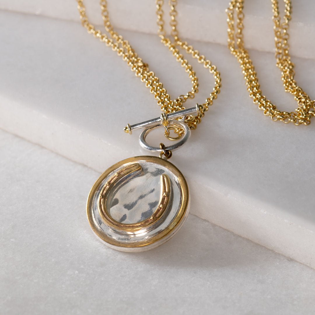Cody - Double Sided T-Bar Horseshoe Charm Necklace