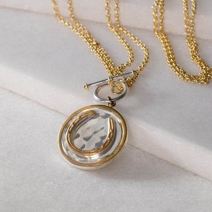 Cody - Double Sided T-Bar Horseshoe Charm Necklace