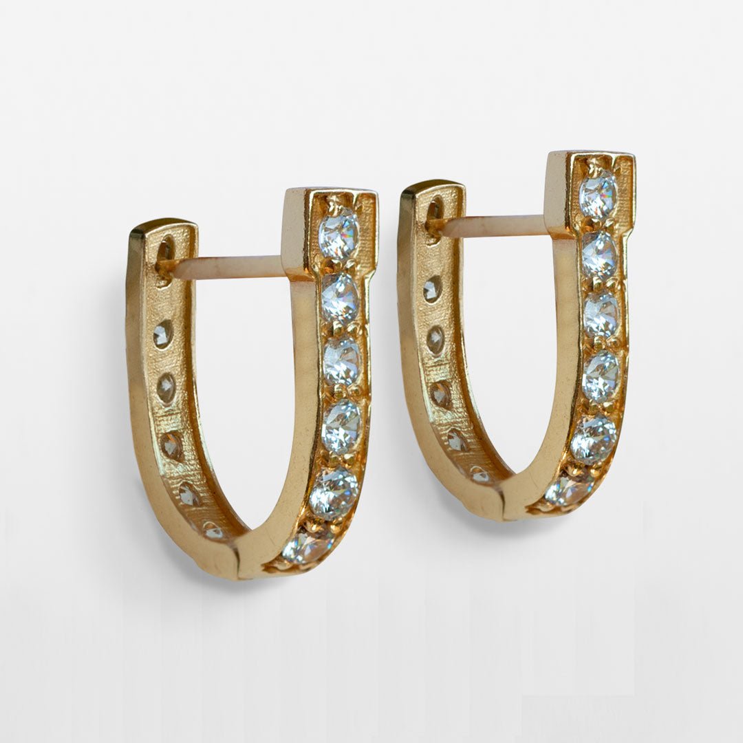 Colton - Diamond Cut Horseshoe Coin Earring in Gold