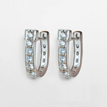 Colton - Diamond Cut Horseshoe Coin Earring in Silver
