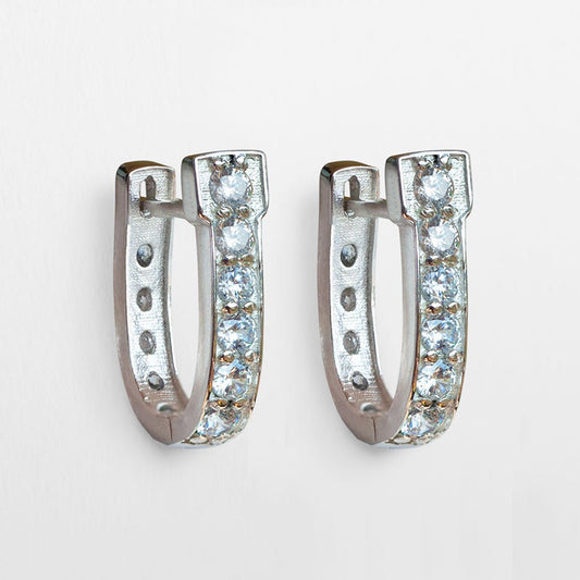Colton - Diamond Cut Horseshoe Coin Earring in Silver