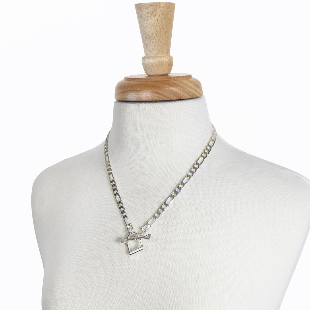 Cortina - Cuban Chain Horse Stirrup Bracelet in Silver