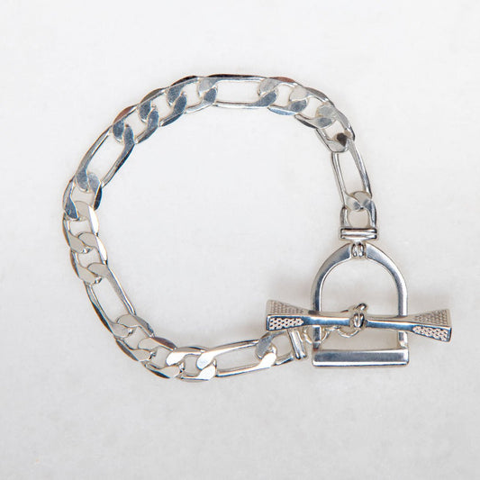 Cortina - Cuban Chain Horse Stirrup Bracelet in Silver
