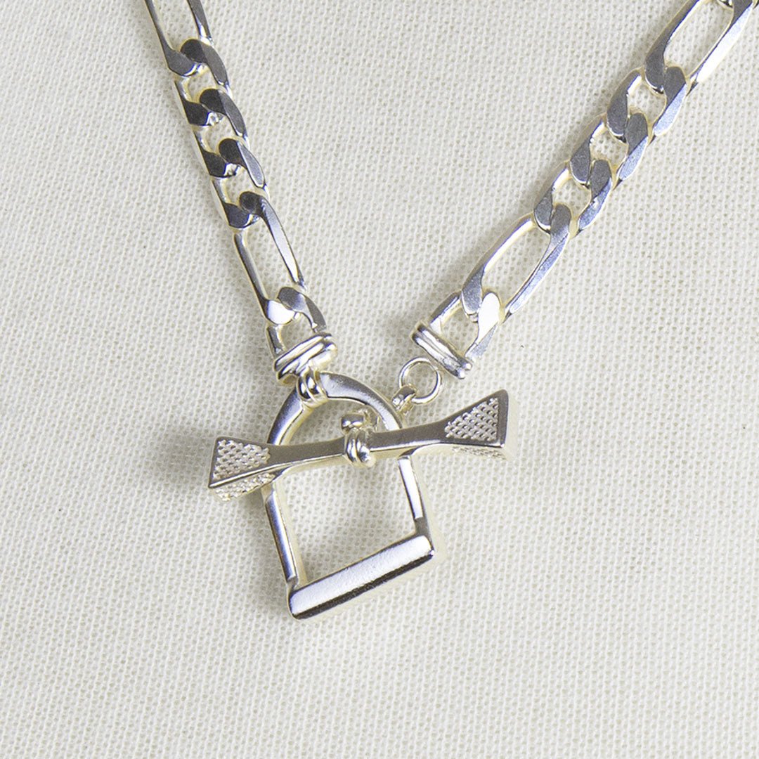 Cortina - Cuban Chain Horse Stirrup Necklace in Silver