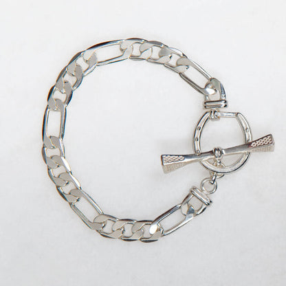 Cortina - Cuban Chain Horseshoe Bracelet in Silver