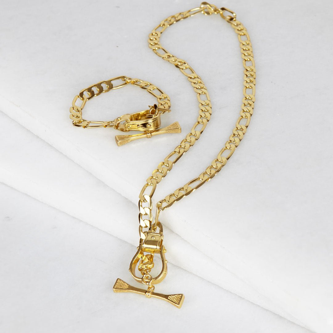 Cortina - Cuban Chain Western Necklace in Gold
