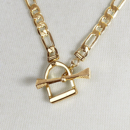 Cortina - Cuban Chain Horse Stirrup Bracelet in Gold