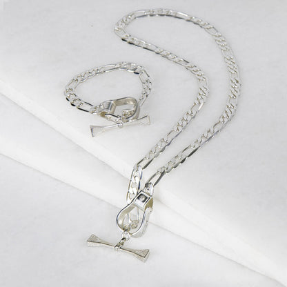Cortina - Cuban Chain Western Stirrup Bracelet in Silver