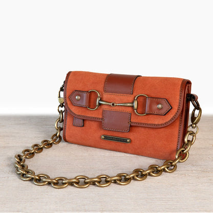 Dalton - Horse Bit Crossbody Luxury Leather Handbag in Cognac on Cognac