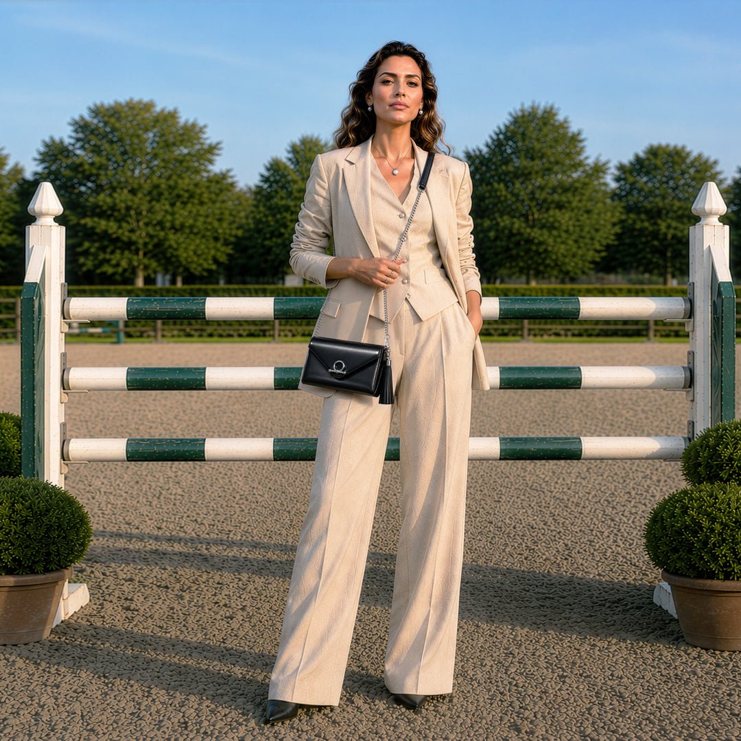 Del Mar - Horse Bit Crossbody Luxury Leather Handbag in Black
