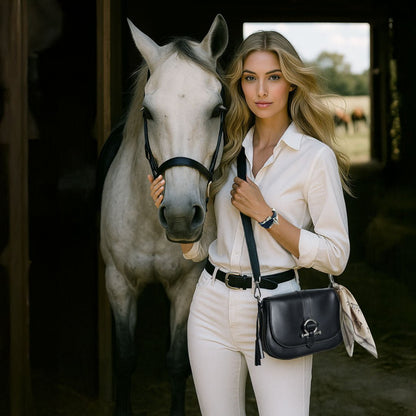 Del Rey - Equestrian Horse Bit Crossbody Luxury Leather Handbag in Caramel