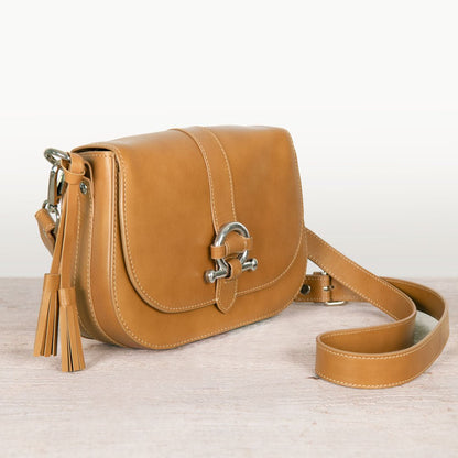Del Rey - Equestrian Horse Bit Crossbody Luxury Leather Handbag in Caramel