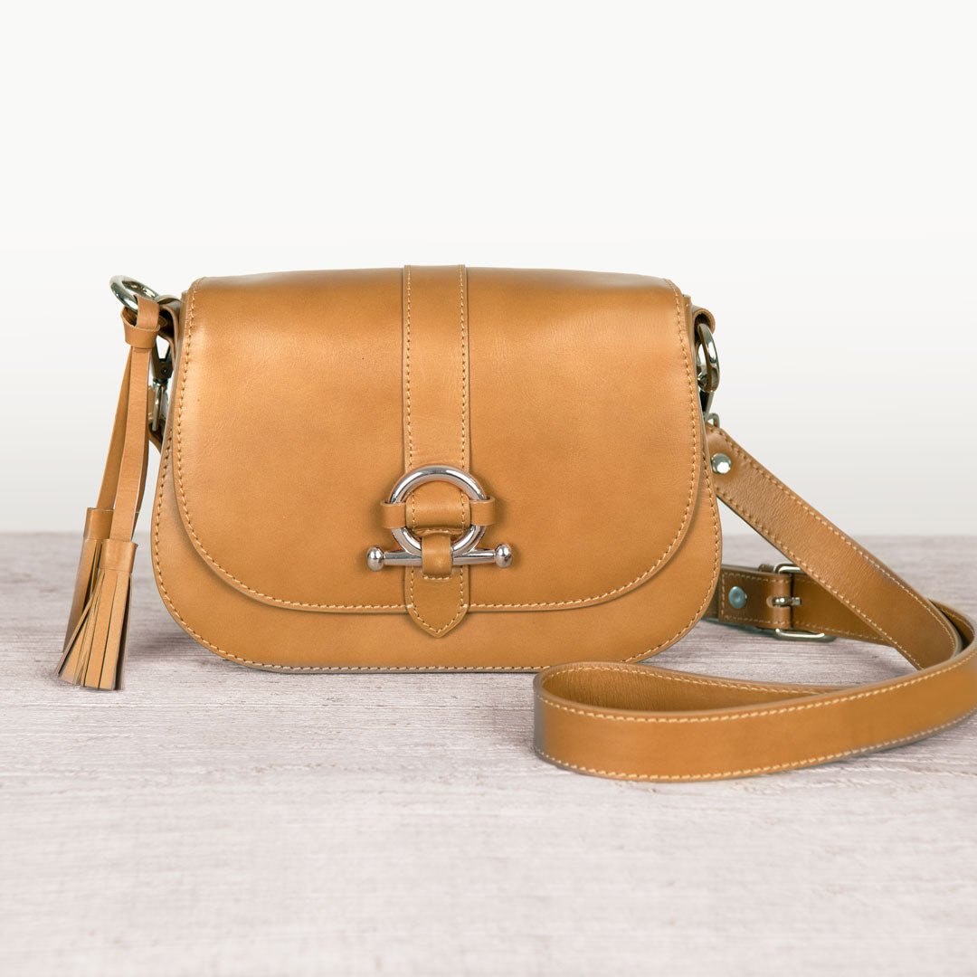Del Rey - Equestrian Horse Bit Crossbody Luxury Leather Handbag in Caramel