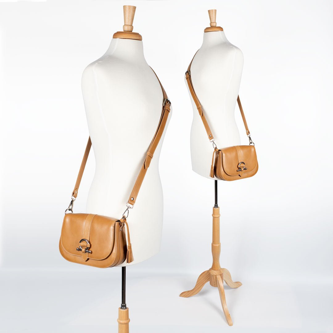 Del Rey - Equestrian Horse Bit Crossbody Luxury Leather Handbag in Caramel