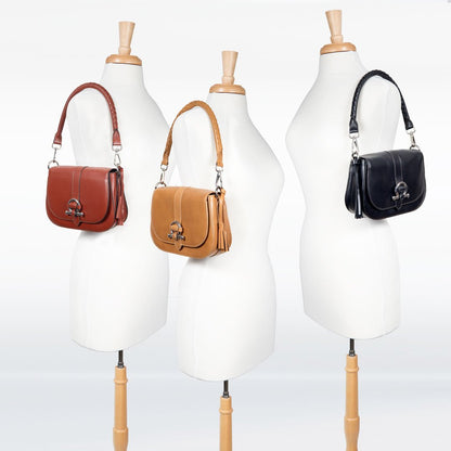 Del Rey - Equestrian Horse Bit Crossbody Luxury Leather Handbag in Caramel