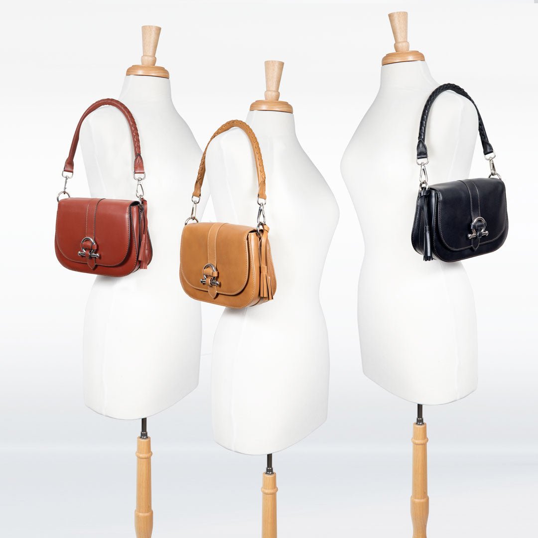 Del Rey - Equestrian Horse Bit Crossbody Luxury Leather Handbag in Black