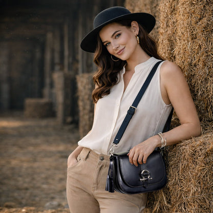 Del Rey - Equestrian Horse Bit Crossbody Luxury Leather Handbag in Caramel