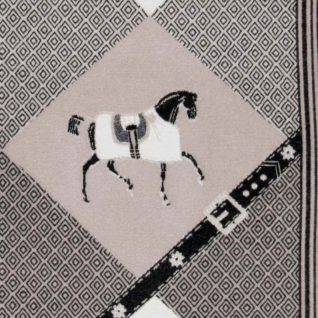 Della -  Taupe Equestrian Motif Luxe Shawl