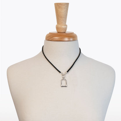 Denby - Leather 7 Silver Equestrian Riding Stirrup Necklace