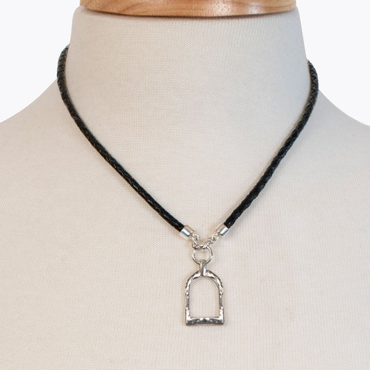 Denby - Leather 7 Silver Equestrian Riding Stirrup Necklace