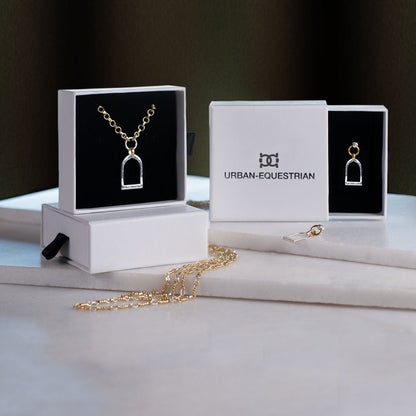 Denby - Two Tone Equestrian Riding Stirrup Necklace