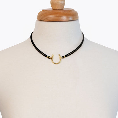 Devlin - Horseshoe Necklace w/ Double Cord in Gold