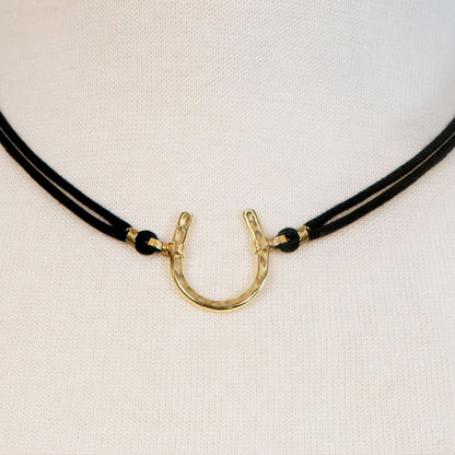 Devlin - Horseshoe Necklace w/ Double Cord in Gold