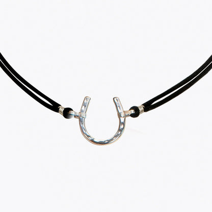 Devlin - Horseshoe Necklace w/ Double Cord in Silver