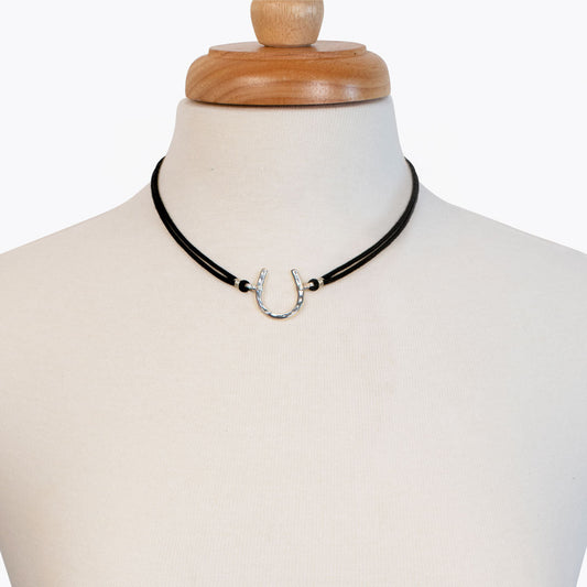 Devlin - Horseshoe Necklace w/ Double Cord in Silver