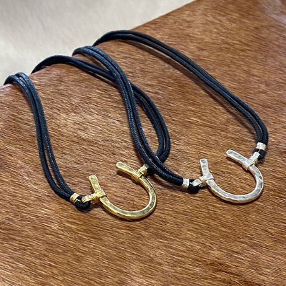 Devlin - Horseshoe Necklace w/ Double Cord in Gold