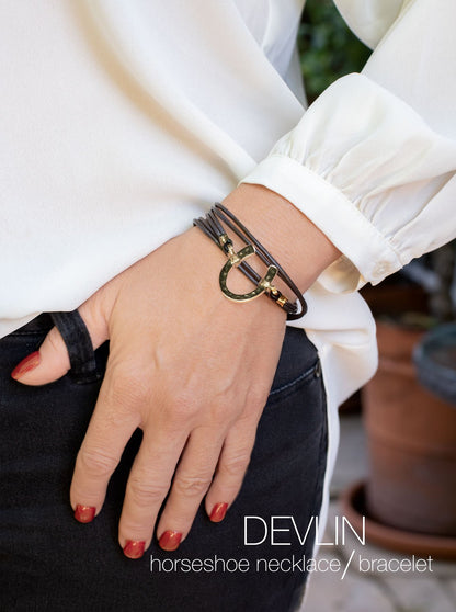 Devlin - Horseshoe Necklace w/ Double Cord in Gold