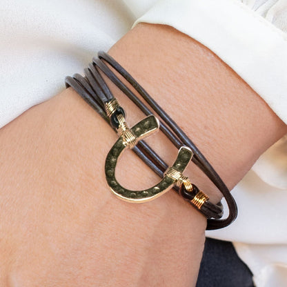 Devlin - Horseshoe Necklace w/ Double Cord in Gold